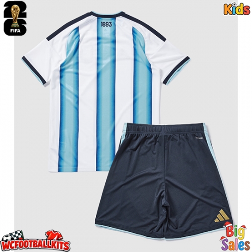 Argentina Replica Home Stadium Kit for Kids World Cup 2026 Short Sleeve (+ pants)